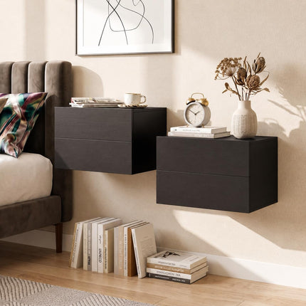 Dreamade Floating Nightstand | Wall-Mounted Bedside Table with 2 Drawers (1/2)