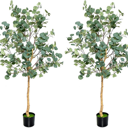 Dreamade 5.5ft Artificial Eucalyptus Tree, Tall Faux Eucalyptus Stems Fake Plants in Pot with 517 Silver Dollar Leaves