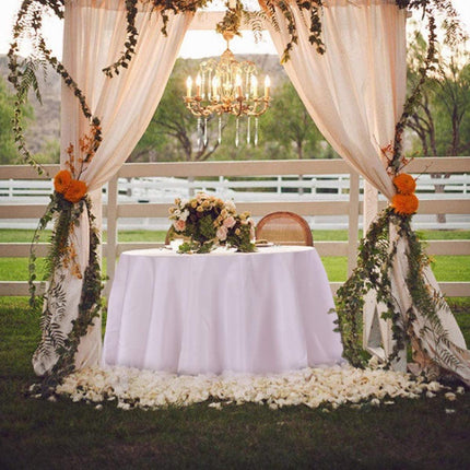 10 Pcs Round White Tablecloth 120-Inch, Premium Polyester Table Cover (White, 120") - Dreamadeus