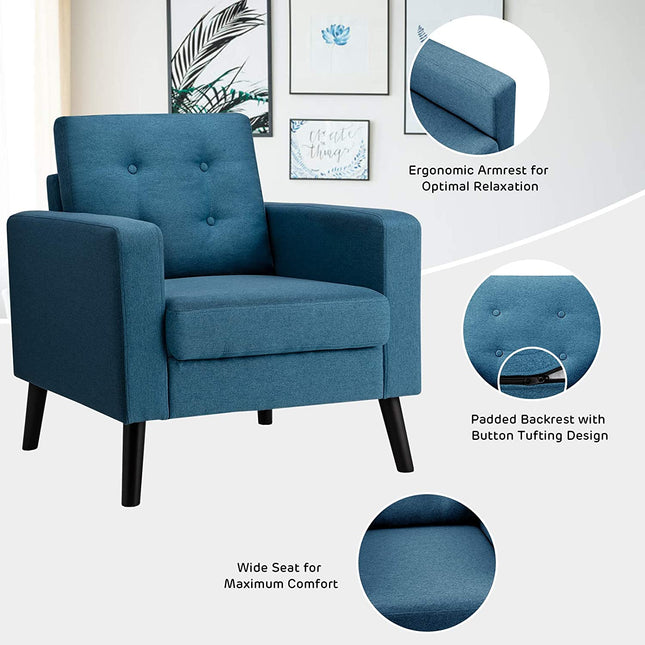 Dreamade Modern Accent Chair, Mid-Century Upholstered Armchair Club Chair - Dreamadeus