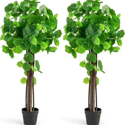 Dreamade 44’’ Artificial Crabapple Tree, Tall Fake Plant in Pot with Real Wood Trunk