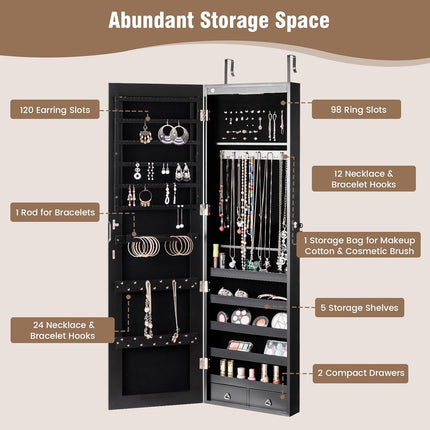 DREAMADE Jewelry Armoire Over The Door Mirror Jewelry Cabinet