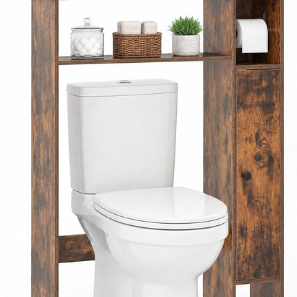 Dreamade Over-The-Toilet Storage Cabinet, Bathroom Freestanding Space Saver with 1-Door Side Storage Cabinet & Paper Holder