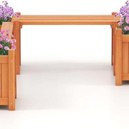 Dreamade Outdoor Bench with Raised Garden Beds (42"x11"x11.5")
