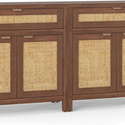 Dreamade Sideboard Buffet Cabinet Rustic Rattan Storage Cabinet w/ 2 Doors