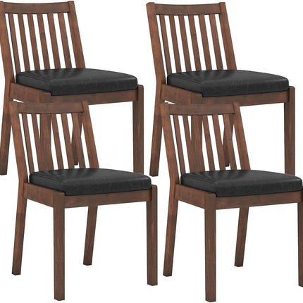 Dreamade PU Leather Upholstered Kitchen Chairs w/Rubber Wood Frame Padded Seat