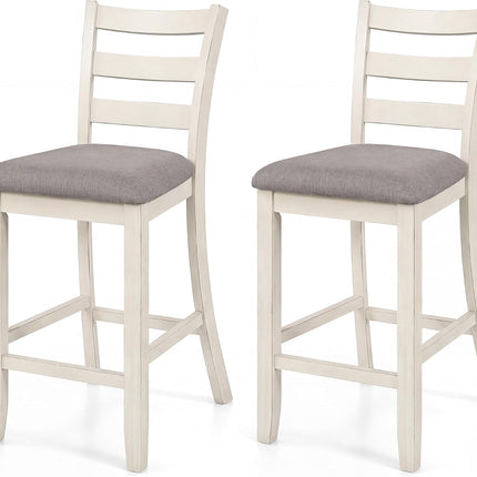 Dreamade 26 Inch Farmhouse Upholstered Wooden Barstools with Footrest (2/4)