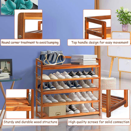 5-Tier Wood Shoe Rack Entryway Shoe Shelf Storage Organizer - Dreamade