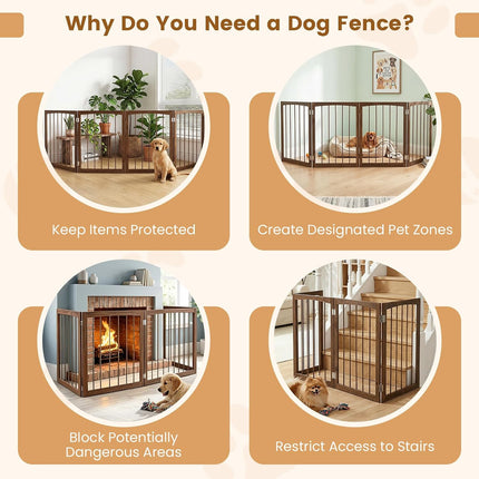 Dreamade Freestanding Foldable Dog Gate Indoor, 83" W x 30" H Extra Wide