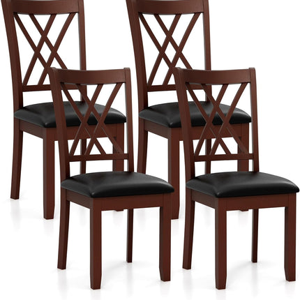 Dreamade Wood Dining Chairs Set of 2, Faux Leather Upholstered Kitchen Chairs with Rubber Wood Legs