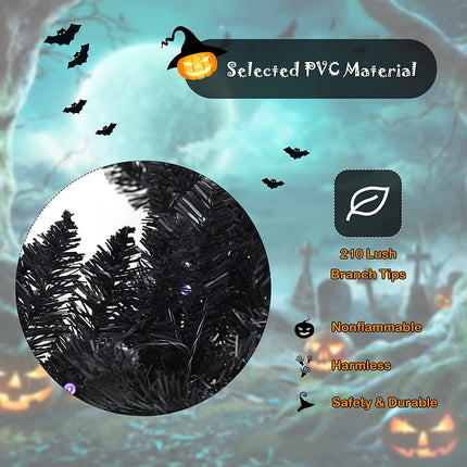 9FT Black Halloween Garland with Lights - DreamadeUS