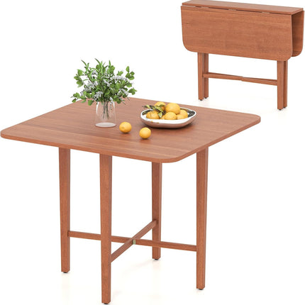 Dreamade 36" Extendable Dining Table with Drop Leaf X-Shaped Frame Rubber Wood Legs