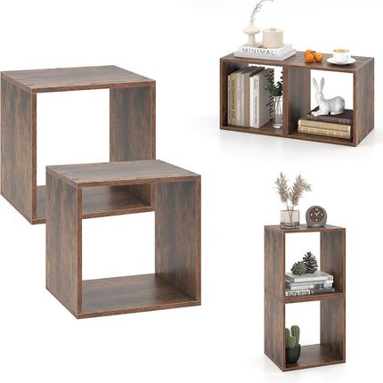 Dreamade 2/4 Cube Bookshelf Organizer, 2-Tier Stackable Cube Storage Organizer