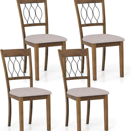 Dreamade Dining Chairs Set of 2/4 Fabric Upholstered Armless Kitchen Chairs w/Hollowed Backrest