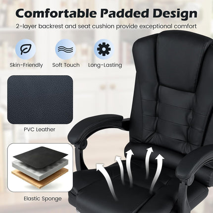 Dreamade Massage Office Chair, Comfy Desk Chair with Foot Rest, Black | Executive Chair with Adjustable Reclining Backrest