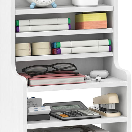 Dreamade Desktop Bookshelf | 16.5" Desk Hutch Dorm with Open Cubes
