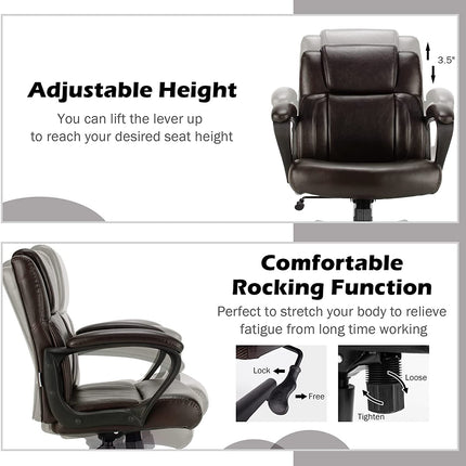 Dreamade Office Chair,w/ Padded Armrests, Height Adjustable Swivel Task Chair (Dark Brown)