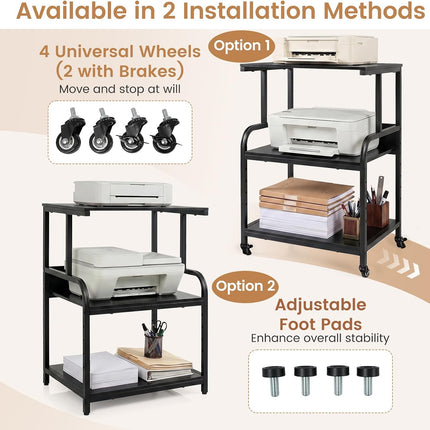 Dreamade Rolling Printer Stand with Adjustable Storage Shelf