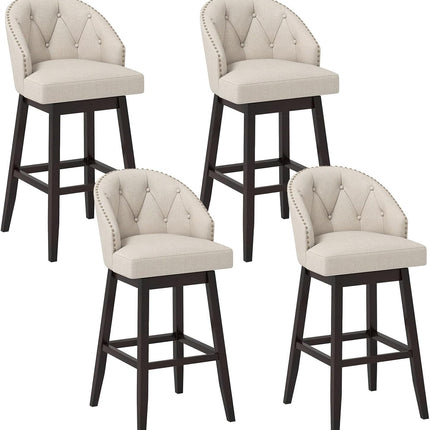 Dreamade Modern Upholstered Bar Stools Set of 2/4, 31" Bar Height Swivel Kitchen Stools w/Button-Tufted Back