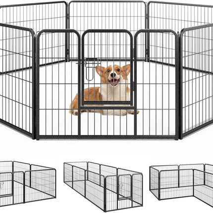 Dreamade Dog Playpen Outdoor 24" H - 8/16 Panels Metal Pet Fence for Puppies Small Dogs, Portable Dog Fence for Yard Garden RV Camping