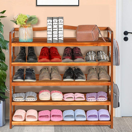 5-Tier Wood Shoe Rack Entryway Shoe Shelf Storage Organizer - Dreamade