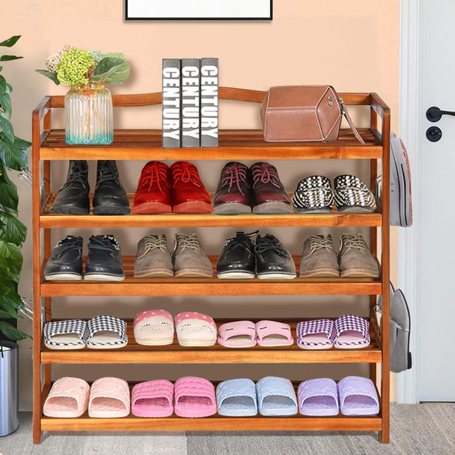 5-Tier Wood Shoe Rack Entryway Shoe Shelf Storage Organizer - Dreamade