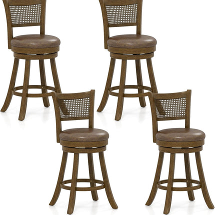 Dreamade 25" Swivel Bar Stools Set of 2/4 with Footrest & Rubber Wood Frame