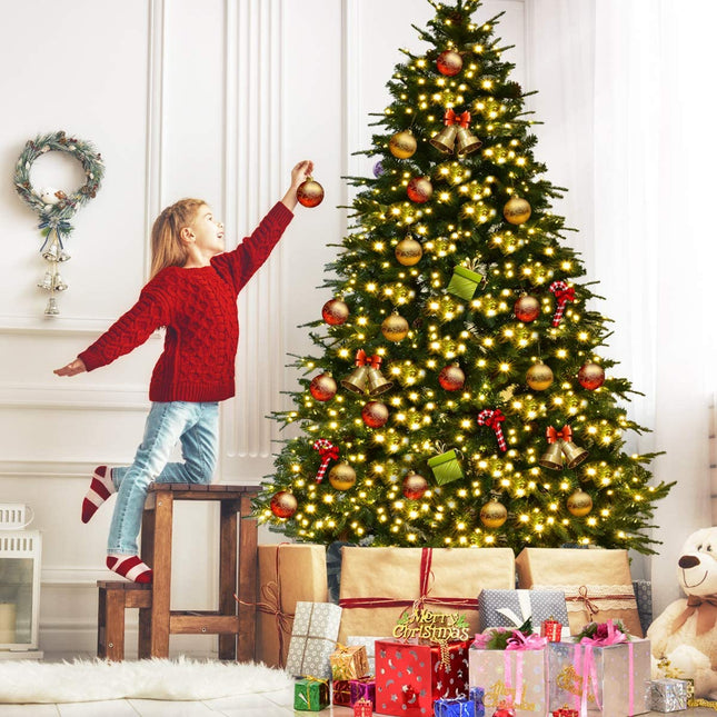 7.5FT Artificial Christmas Tree Pre-Lit Spruce Hinged Tree - DreamadeUS