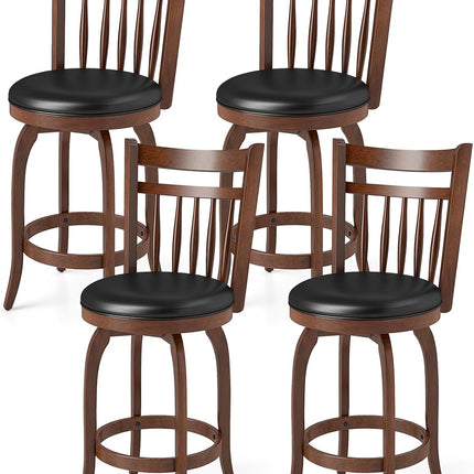 Dreamade Swivel Bar Stools Set of 2, 24 Inch Counter Height Barstools | 360° Rotating Bar Chairs w/Footrest