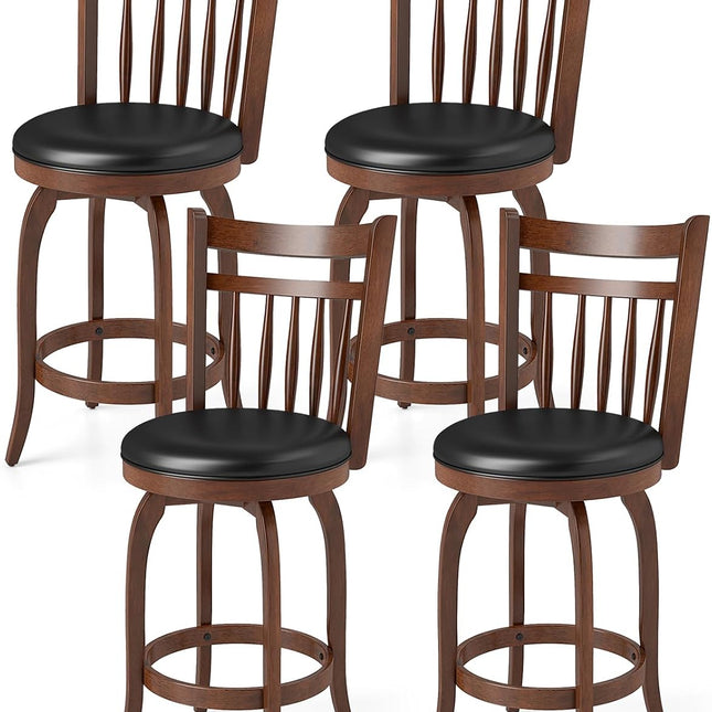 Dreamade Swivel Bar Stools Set of 2, 24 Inch Counter Height Barstools | 360° Rotating Bar Chairs w/Footrest