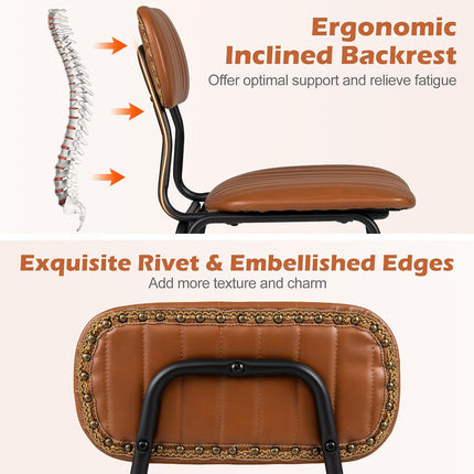 Dreamade Metal Dining Chairs PU Leather Upholstered Kitchen Chairs | Modern Dining Room Chair w