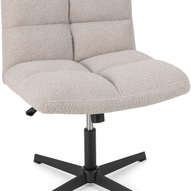 Dreamade Cross Legged Office Chair, Faux Fur Armless Desk Chair with Wide Seat