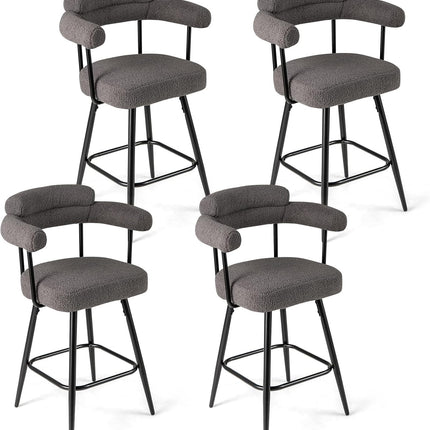 Dreamade Swivel Bar Stool Set of 2/4 Counter Height Chairs with Curved Back and Arms