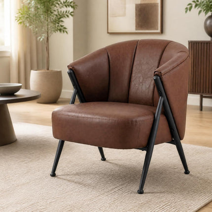Dreamade Mid Century Modern Accent Chair w/Curved Backrest & Wide Seat
