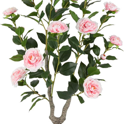 Dreamade 36’’ Artificial Camellia Tree Faux Floral Plant Blooming Tree in Nursery Pot