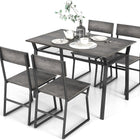Dreamade Dining Table Set for 4, 47”L x 28”W Rectangular Kitchen Table w/ 4 Trapezoid Chairs