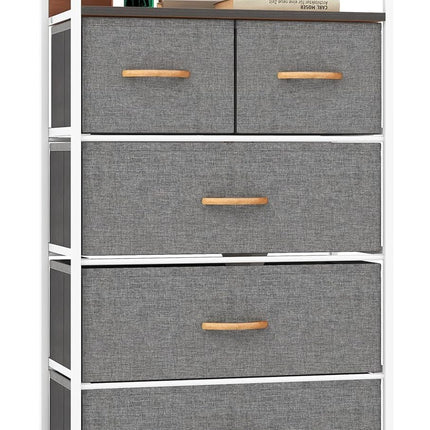Dreamade Sturdy Steel Frame & Wooden Top Vertical Organizer Unit for Closets, Bedroom Utility Dresser Chest (23 x 11.5 x 39 inch)
