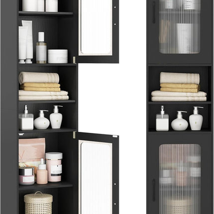 Dreamade 67" Tall Bathroom Storage Cabinet | Narrow Freestanding Cabinet with 2 Fluted Doors