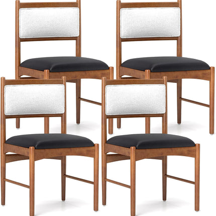 Dreamade Wooden Dining Chairs, Upholstered Kitchen Chairs w/Rubber Wood Frame & Faux Leather Padded Seat