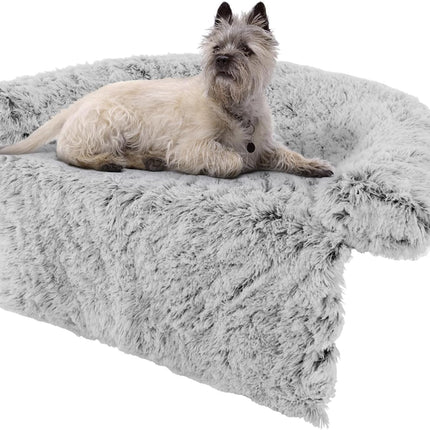 Dreamade Calming Dog Bed - Fluffy Plush Pet Bed for Couch, Removable Washable Cover