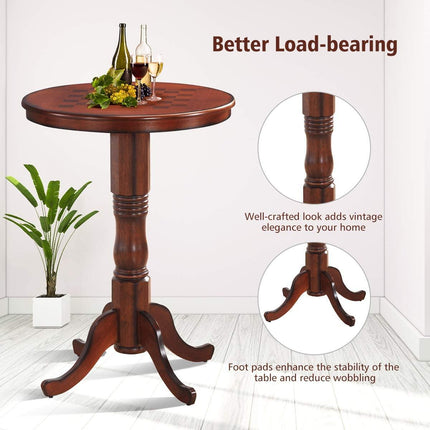 Table 42" Wooden Round Pub Pedestal Side Table - Dreamadeus