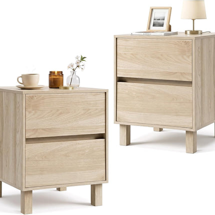 Dreamade Modern Wood Night Stand w/2 Storage Drawers (1/2)