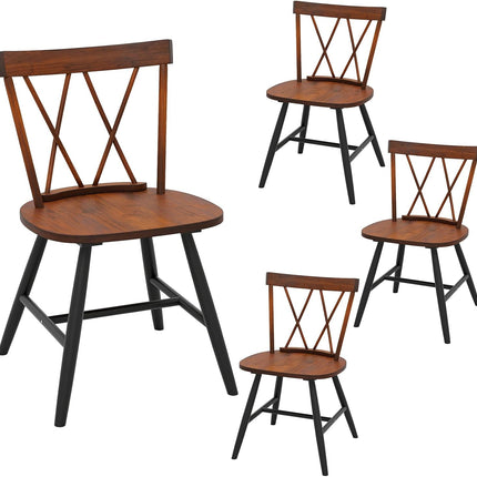 Dreamade Wooden Dining Chairs Set of 2/4, Farmhouse Windsor Kitchen Chairs w/Cross Back, Wide Seat