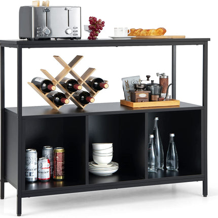 Dreamade Buffet Sideboard, Wooden Cupboard, Kitchen Pantry w/Spacious Countertop, Large Open Shelf, 3 Cube Storage Cabinet