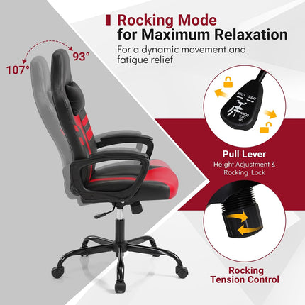 Dreamade Faux Leather Upholstered Office Chair w/Removable Head Pillow