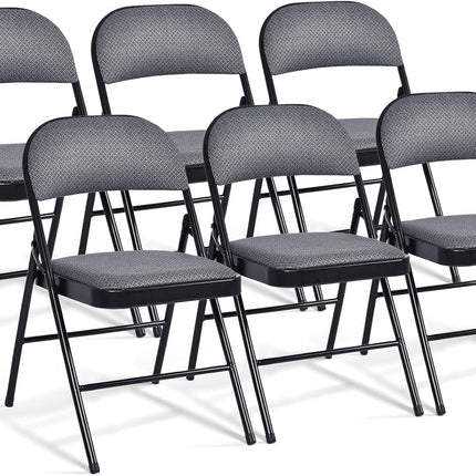 2/4/6 Pack Folding Chairs with Metal Frame and Fabric Upholstered Padded Seat