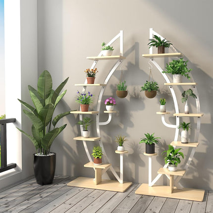 Dreamade 6 Tier Metal Plant Stand Indoor, 61" Half Moon Plant Shelf