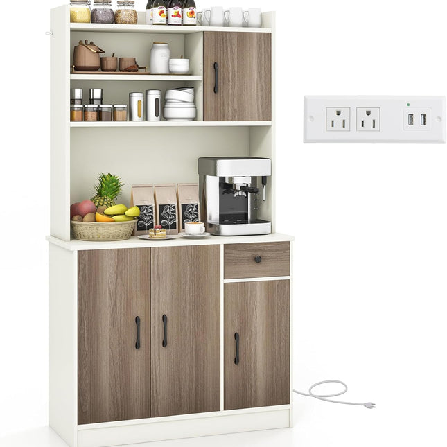 Dreamade Buffet Hutch Cabinet, Kitchen Hutch Sideboard, Buffet Pantry on Island