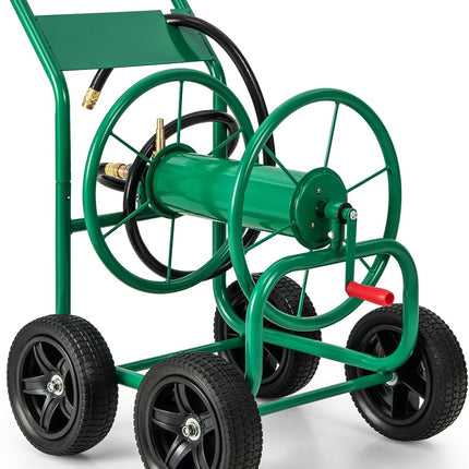 Dreamade Garden Hose Reel Cart - Water Hose Cart with 4 Wheels & Non-slip Grip