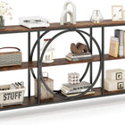 Dreamade 3-Tier Long Console Table Narrow Entryway Table with Faux Wood Grain Top & Heavy-Duty Metal Frame